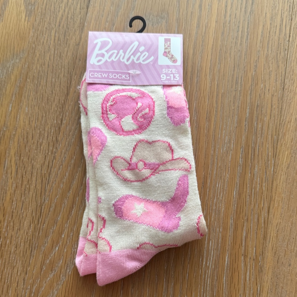 Barbie Pink and Cream Western Crew Socks